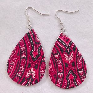 2 FOR $13 printed leather teardrop earrings